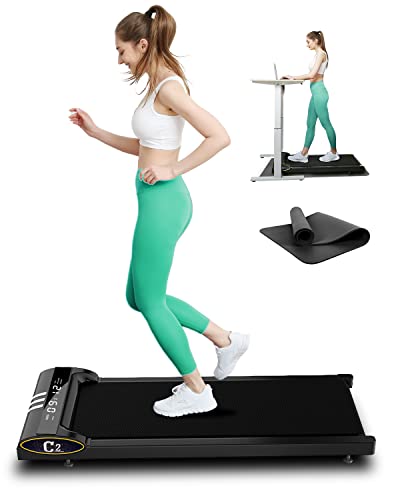 NOTIUS Under Desk Treadmill-Portable 2 in 1 Walking Pad Desk Treadmill for Home,Quiet Mini Walking Pad for Work from Home with Remote Control,Treadmill Mat&LED Display