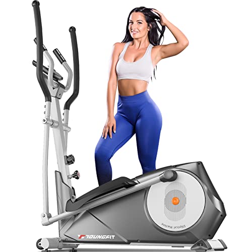 YOUNGFIT Elliptical Machine, Free Installation Foldable Elliptical Machine for Home, 22 Resistance Levels with Large LCD Monitor Eliptical Exercise Machine