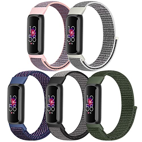 Bcuckood Nylon Loop Bands Compatible with Fitbit Luxe/Fitbit Luxe Special Edition, Adjustable Breathable Sport Straps Soft Nylon Replacement Wristband for Fitbit Luxe Fitness Tracker for Women Men