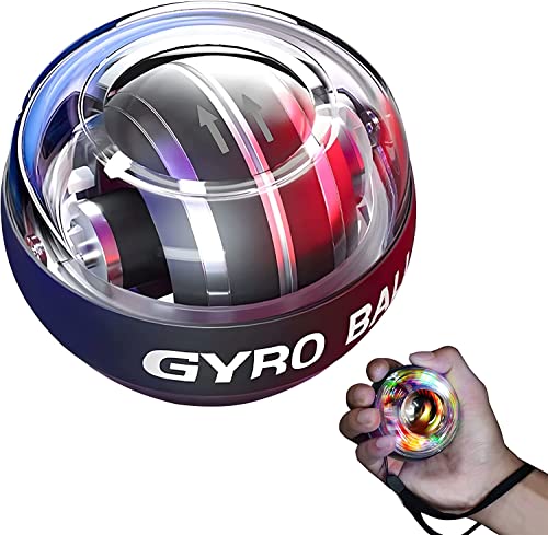loogeen Wrist Trainer Ball, Wrist Strengthener Gyro, Self-Starting Forearm Trainer Gyro Ball for Strengthening The Bones and Muscles of The Fingers, Wrists, Arms (Black)