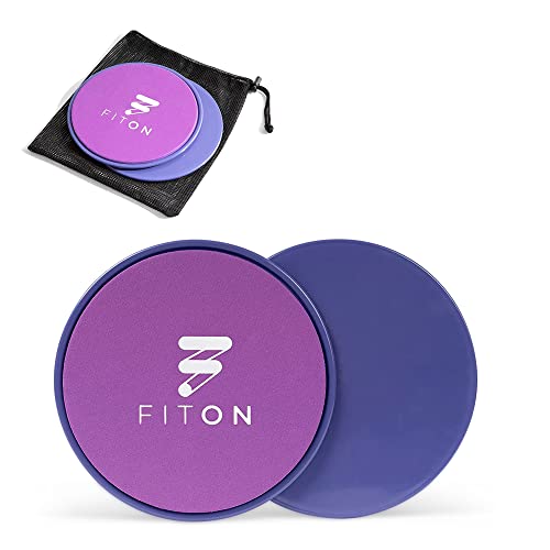 FitOn Sliders with Mesh Pouch, Dual-Sided Core Sliders, Sliders for Working Out Use on Carpet and Hard Floors, Workout Sliders with Thick Cushion, Gliding Disc Fitness and Home Gym Equipment