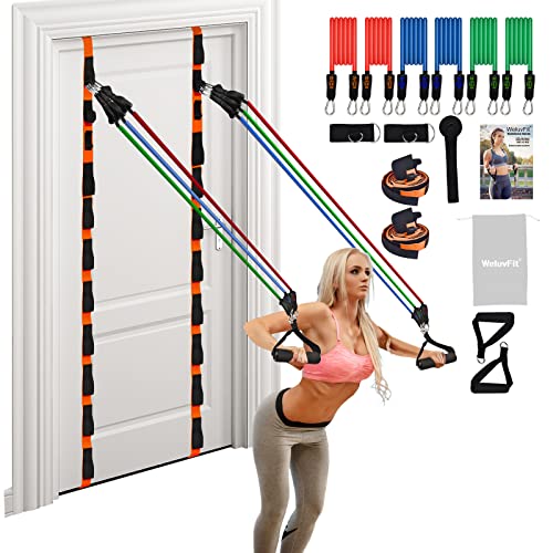 WeluvFit Door Anchor Strap for Resistance Bands Exercises, 10 Point Anchor Gym Attachment for Home Gym Fitness, Portable Workout Equipment, Install, Punch-Free, Nail-Free