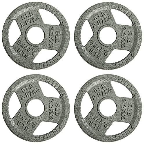 BalanceFrom Cast Iron Plate Weight Plate for Strength Training and Weightlifting, Olympic, 5-Pound, Set of 4
