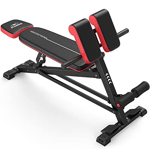 FLYBIRD Adjustable Weight Bench, Roman Bench for Full Body Workout, Multi- Function Roman Chair with handle, abdomen core and Comprehensive Glute Training