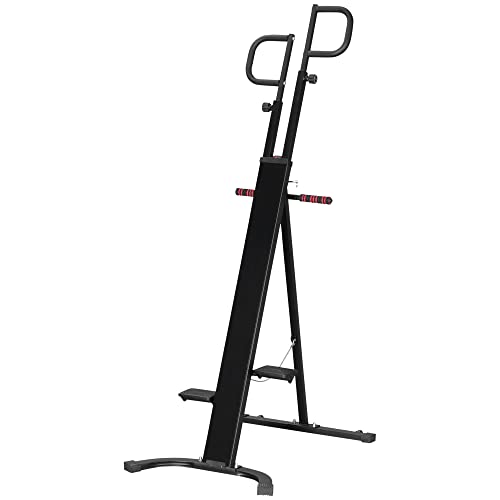 Soozier Folding Vertical Climber Exercise Machine, Height Adjustable Climbing Machine, Stair Stepper with LCD Monitor and Transport Wheels for Full Body Workout