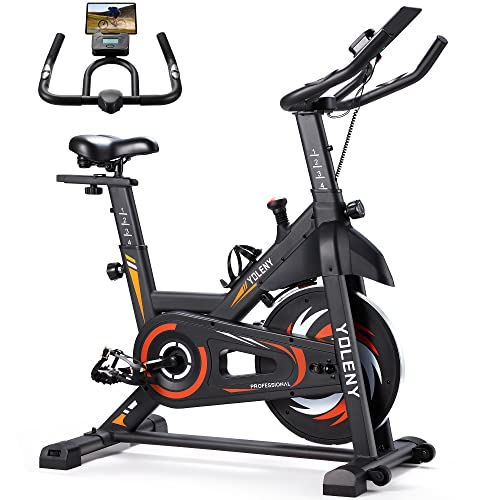 Erinnyees LED Light Exercise Bike, Stationary Bikes for Home Gym Cardio Fitness, Training Bike with Magnetic Resistance Whisper Quiet for Home Cardio Workout Heavy Flywheel & Comfortable Seat Cushion with Digital Monitor