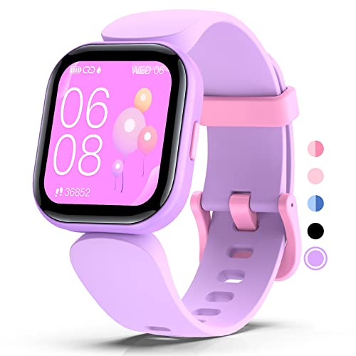 MgaoLo Kids Smart Watch for Boys Girls,Fitness Tracker with Heart Rate Sleep Monitor for Android Fitbit iPhone,Waterproof DIY Watch Face Pedometer Activity Tracker (Purple)