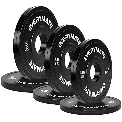 EVERYMATE Black Change Weight Plates 1.25LB 2.5LB 5LB Combo Set Fractional Plate Olympic Bumper Plates for Cross Training Bumper Weight Plates Steel Insert Strength Training Weight Plates