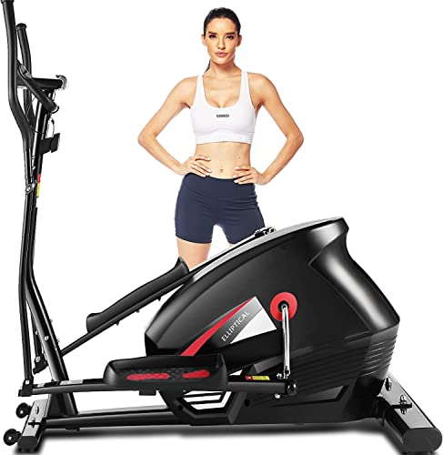 FUNMILY Elliptical Machine, Cross Trainer with 10-Level Magnetic Resistance, Heart Rate Sensor, Smart App, LCD Monitor, 390 LB Capacity, Workout Exercise Equipment for Home Use (Black)