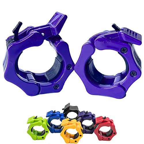 Barbell Clips Barbell Clamps Weight Olympic Barbell Collar 2 Inch Set,Quick Release Snap Lock for Gym Workout lifting,Squat Rack Cage Equipment Attachment,Lifting Deadlift,Squat (Violet)