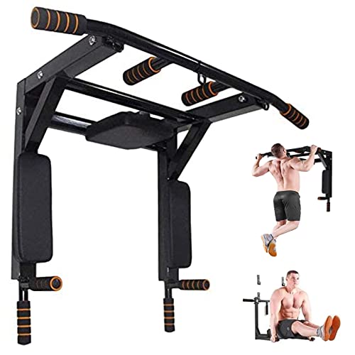 ptlsy Wall Mounted Pull Up Bar Heavy Duty Chin Up Bar for Home Gym Indoor Upper Body Workout, Fitness Equipment, Supports to 440 Lbs
