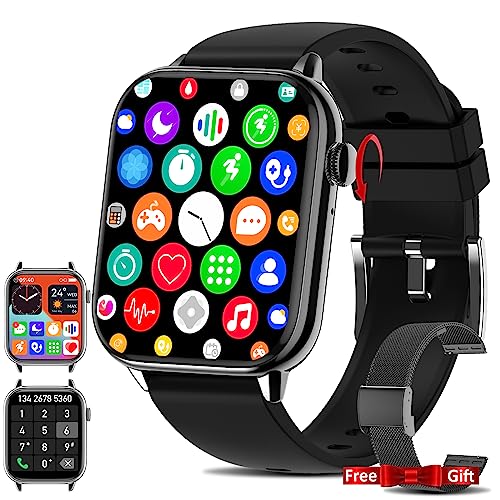 Smart Watch(Make/Answer Call),Fitness Watch with Blood Pressure Heart Rate Monitor 1.9″ HD Large Screen Bluetooth Phone Watch IP67 Waterproof Smartwatch for Android Phones iOS Men Women Black 2023 New