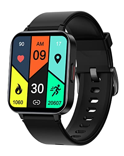 RUIMEN Smart Watch for Men Women IP68 Waterproof with Heart Rate and Blood Oxygen Monitor,Sleep and Calorie Monitor, Stopwatch, Pedometer 1.69 Inch Touch Screen Fitness Tracker for iOS Android (black)