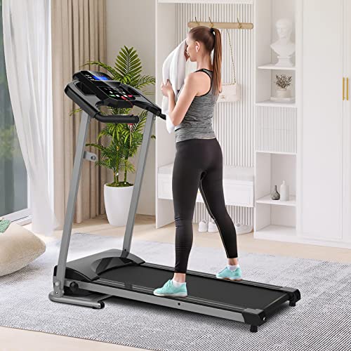 JETEAGO 2.5HP Folding Treadmill with 12 Modes, Electric Running Walking Exercise Machine with LCD Monitor, Cup Holder