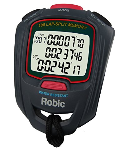 Robic SC-717W 100 Dual Memory Stopwatch, Slate/Red