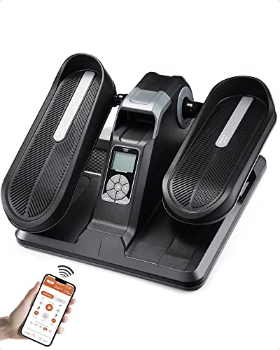 SPORTY&FIT Under Desk Elliptical [Fully Assembled] [Portable & Compact] Seated Elliptical with Non-Slip Mat, Smart App & LCD Display Foot Pedal Exerciser for Home Office Workout -Black