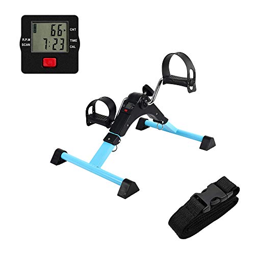 AHMED Folding Under Desk Bike Pedal Exerciser for Arm/Leg Medical Fitness Exercise Bike Mini Portable Home Workout (Blue)