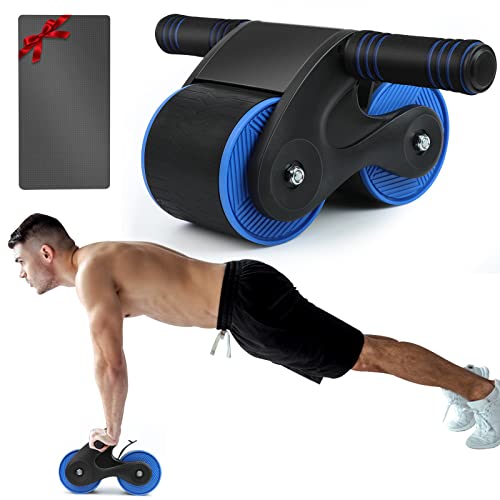 Automatic Rebound Abdominal Wheel, 2023 New Ab Roller Exerciser Equipment with Knee Pad Home Gym Abdominal Equipment, Abdominal Roller for Beginners Core Workout, Abdominal Workout Fitness (Blue)