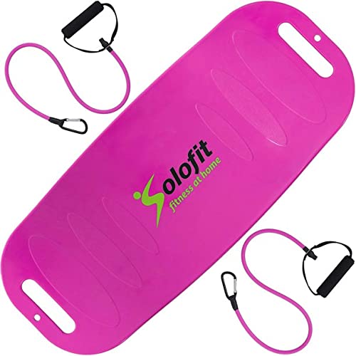 Solofit Balance Board with Resistance Bands – Fitness Board for Adults – The Abs Legs Core Workout Balancing Board – Ideal for Core Workout, Dancers, Ankle Workouts, Balancing Exercises,