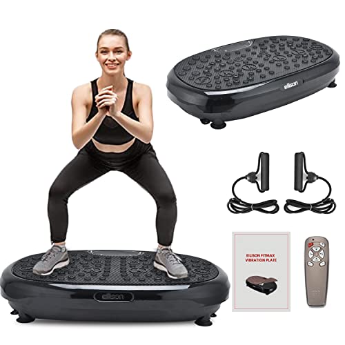 EILISON FitMax 3D XL Vibration Plate Exercise Machine – Whole Body Workout Vibration Fitness Platform w/Loop Bands – Home Workout for Lymphatic Drainage Machine for Weight Loss, Wellness, Recovery
