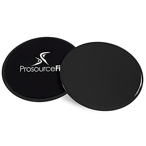 ProsourceFit Core Sliding Exercise Discs, Dual-Sided Sliders for Use on Any Surface at Home or Gym for Full-Body Workouts, Set of 2, Black