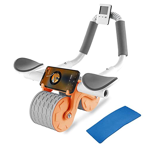 2023 New Automatic Rebound Ab Wheel Roller, Abdominal Exercise Roller with Elbow Support and Timer, Abs Roller Wheel Core Exercise Equipment, for Core Workout Home Gym Abdominal Exercise (Orange)
