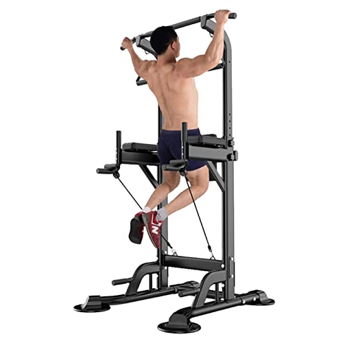 Bounabay Power Tower Dip Station Pull Up Bar for Home Adjustable Height Multifunctional Home Strength Training Fitness Exercise Equipment, Simple Installation, Durable Home Fitness Equipment