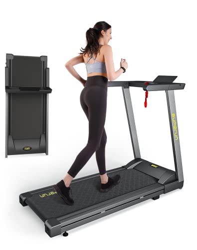 Superun Folding Treadmills for Home， 3HP Treadmill with LED for Walking & Running， Portable Treadmill with Bluetooth Connectivity APP