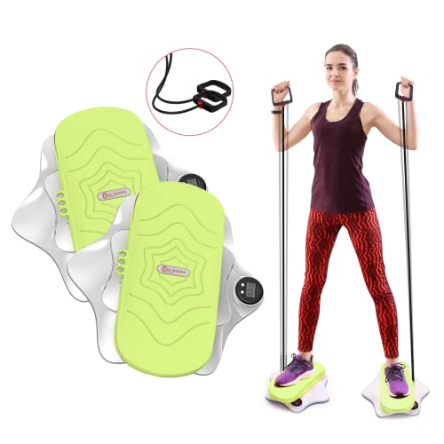 BKS MAGRA Counting Twist Board Waist Twisting Disc with Resistance Band & one counter, Twisting Stepper for Aerobic Exercise, Full Body Toning Workout Home Gym Board Ab Exercise Equipment Disc 2PCS Green