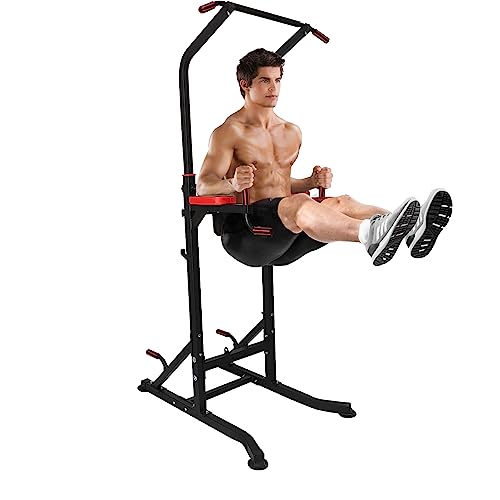 LUCKYERMORE Power Tower Pull Up Push Up Workout Dip Stand Bar Station Home Gym Strength Training Fitness Exercise Equipment Adjustable Height