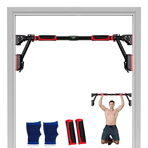 Pull Up Bar – Iwondgym Two-way Support Pullup Bar for Doorway with Dual Security Locking & No Screws, Strength Training Chin up Bar for Home Gym with Level Meter & Adjustable Width, Max Load 880 LBS