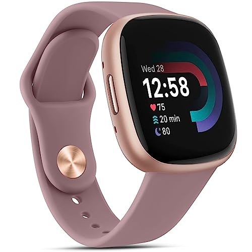 VANCLE Silicone Bands for Sense Bands Versa 3 Bands Women Men, Classic Soft Sport Band Strap for Sense 2 & Versa 4 (Smoke Purple)