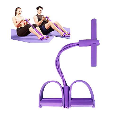 21 Fitness Resistance Bands-4 Tube Pedal Ankle Puller – 2023 New Sit up Leg Stretch Rope Exercise Bands with Handles, Stretching Workout Fitness Bands for Arm Weights Exercise Equipment (Purple)