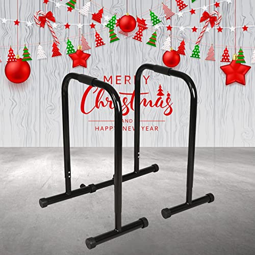 DFDGBD Dip Station Support Rack Functional Heavy-Duty baptismal Rack Fitness Exercise baptismal bar Station Sports Equipment Equipment Squat Rack Dipping Barbell Rack (Black, One Size)