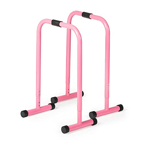 Titan Fitness Pink Dip Stand Station, Adjustable Height Upper Body Stabilizer Parallettes, Rated 300 LB for Tricep Dips, Pull-Ups, Push-Ups, L-Sits