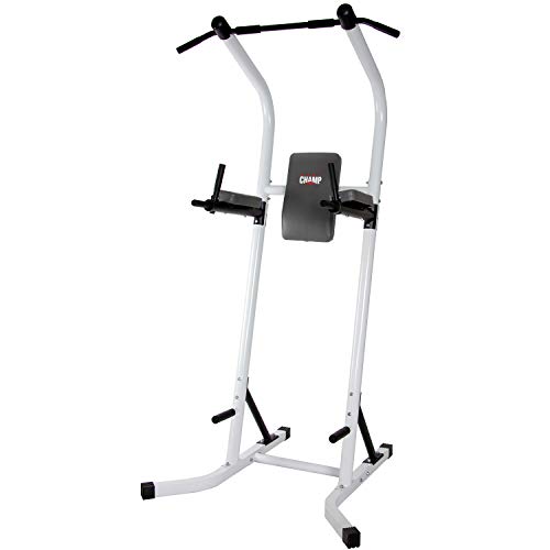 Body Champ Space Saving Pull Up Bar, Exercise Equipment, Home Gym Power Tower, Power Station for Pull Ups, Push Ups, Vertical Knee and Leg Raises and Dip Stand, PT600, White, One Size