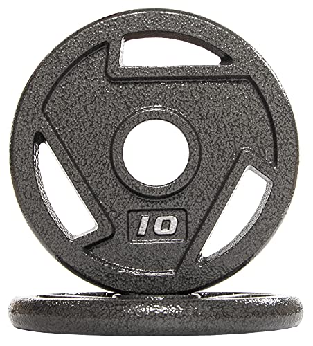 Powergainz Olympic 2-Inch Cast Iron Plate Weight Plate for Strength Training and Weightlifting, Black POG-AT2IN-10X2