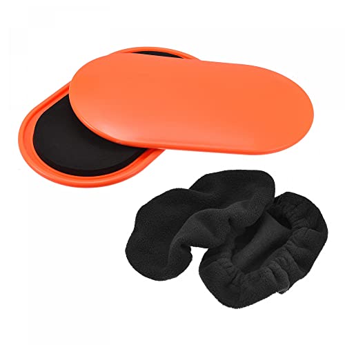 uxcell Exercise Core Sliders, Oval Glider Discs with Feet Covers, Dual Sided Usage in Home Gym for Full Body Workout, Orange, 2Set