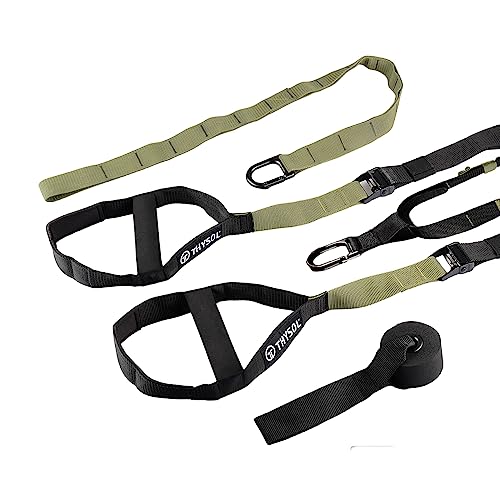 THYSOL® Resistance Trainer Pro Xtreme Straps Army Green | Sling Trainer Set with Adjustable Door Anchor | Fitness Home Workouts – Suitable for Travelling and for Training Indoor and Outdoor