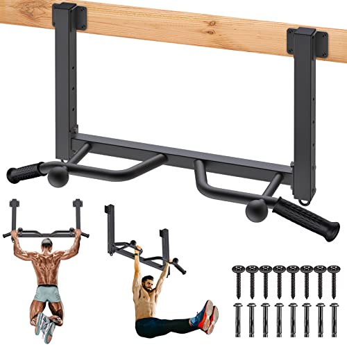 Kipika Multifunctional Joist Mounted Pull Up Bar, 4 Levels of Height Adjustment, Multi-Angle Grip, Chin Up Bar Joist Mount, Home Gym Workout Strength Training Equipment