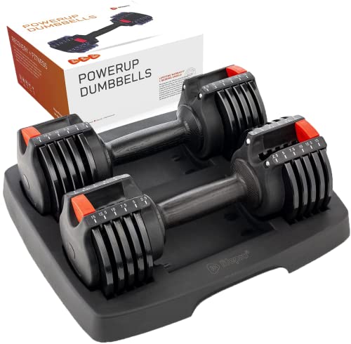 Lifepro 15lb Adjustable Free Weights Dumbbell Sets with Rack – Adjustable Weights Dumbells For Strength Training, Adjustable Dumbbells Set Of 2 For Muscle Building – Hand Weights Set For Home Gym