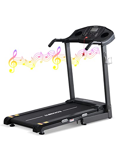 ECHANFIT Treadmill with 12% Auto Incline and Bluetooth Speaker, 17.5″ Wide Electric Running Machine with 2.5 HP Max 8.5 MPH Speed 15 Preset Programs, Folding Treadmill for Fitness Exercise at Home Gym