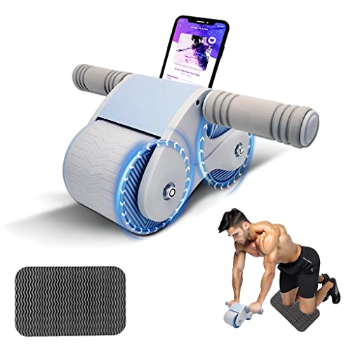 Automatic Rebound Abdominal Wheel – Ab Roller Wheel for Abs Workout – Abdominal Wheel Roller with Knee Pads Mat, Exercise Roller Wheels for Men and Women at Home