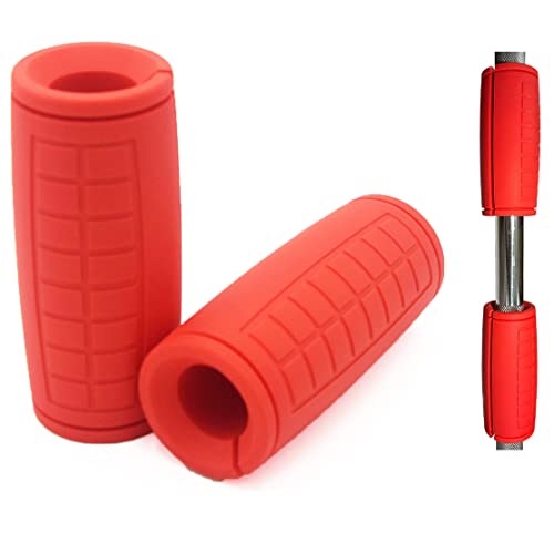yuhqc Weight Bar Grips Fit Standard Barbell, Dumbell Handles, Thick Bar Training Adapter for Weightlifting & Cable Attachments Fitness Training Rope Grips for Body Arm Forearm Builder Strength(Red)