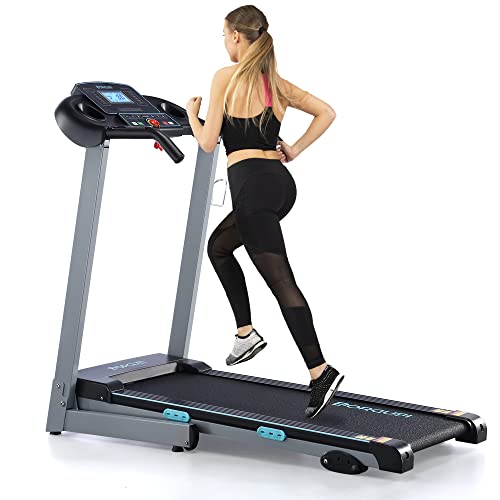 BORGUSI Treadmill with Manual Incline and Bluetooth Speaker, 17.5″ Wide 2.5 HP Electric Foldable Treadmill Max 8.5 MPH Speed, Running Machine with 15 Preset Programs LCD Display for Home Use
