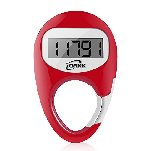 iGANK Simple Walking Pedometer 3D Step Counter for Men Women Kids (Red)