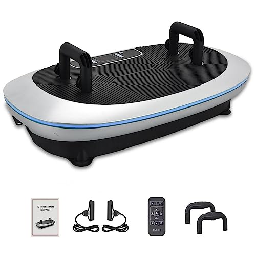 EILISON 4D Vibration Plate Exercise Machine – 3 Powerful Silent Motors Oscillation, Linear, Pulsation for Home Fitness, Weight Loss & Tonning – 4.0 Bluetooth Speaker, Bands
