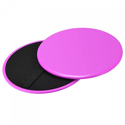uxcell Exercise Core Sliders, 180mm Glider Discs with Straps, Use on Carpet or Floor for Full Body Workout, Pink, 1Set