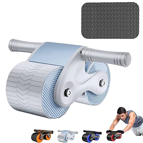 AGSIXZLAN Automatic Rebound Abdominal Wheel – Double Round Ab Roller Exercise Equipment for Beginners and Advanced Core Strength Training – Domestic Abdominal Exerciser and Abs Workout Tool(Gray+blue)