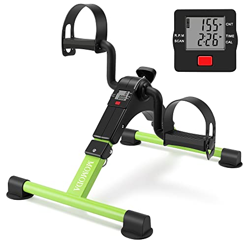 Pedal Exerciser Desk Exercise Bike Leg and Arm Bike with LCD Monitor Foldable (black/green)